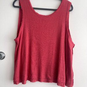 Free People Tank Top Pink Raw Edge Ribbed Distressed Women's Size Large